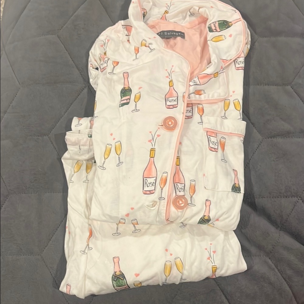 Pj salvage White Pajama Set with Champagne Print